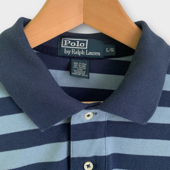 Polo by Ralph Lauren Navy and Light Blue Striped Shirt - Picture 4 of 7
